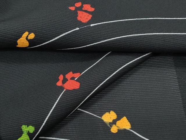 平和屋着物＊夏物　小紋　絽　吉祥文　黒地　正絹　逸品　CABG8695th