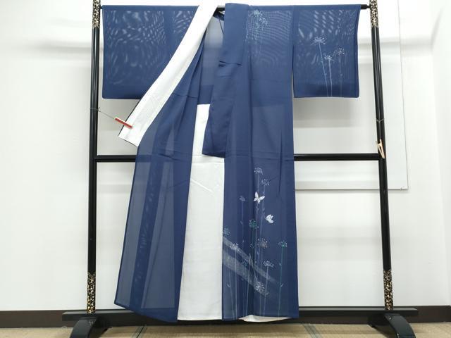 平和屋着物＊夏物　訪問着　絽　花蝶文　正絹　逸品　CABG8696th