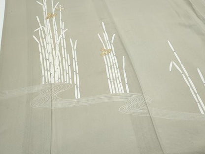 平和屋着物＊夏物　訪問着　絽　駒刺繍　流水草花文　正絹　逸品　CABG8706th