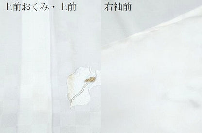 平和屋着物＊夏物　訪問着　総刺繍　市松紋紗　百合　金糸　ロング丈　正絹　逸品　CABG8708th