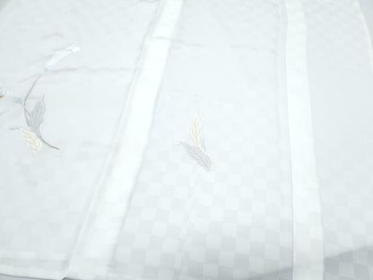 平和屋着物＊夏物　訪問着　総刺繍　市松紋紗　百合　金糸　ロング丈　正絹　逸品　CABG8708th