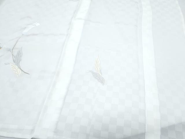 平和屋着物＊夏物　訪問着　総刺繍　市松紋紗　百合　金糸　ロング丈　正絹　逸品　CABG8708th