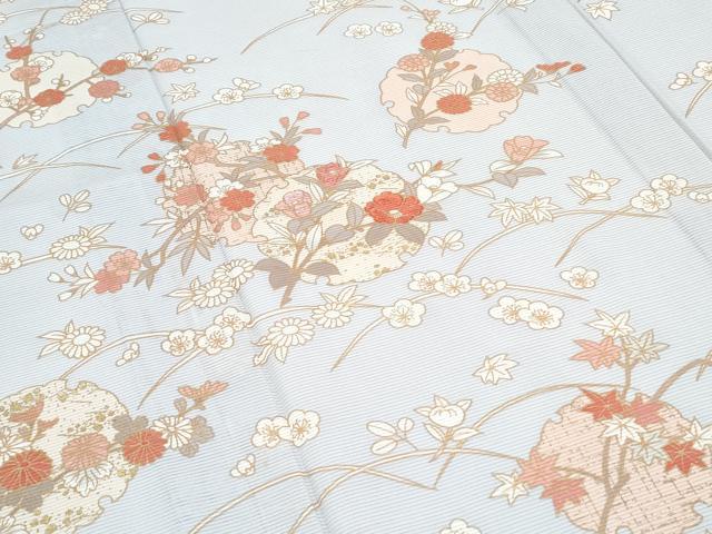 平和屋着物＊夏物　訪問着　刺繍　絽　雪輪花文　正絹　逸品　CABG8709th