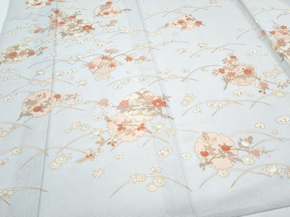 平和屋着物＊夏物　訪問着　刺繍　絽　雪輪花文　正絹　逸品　CABG8709th