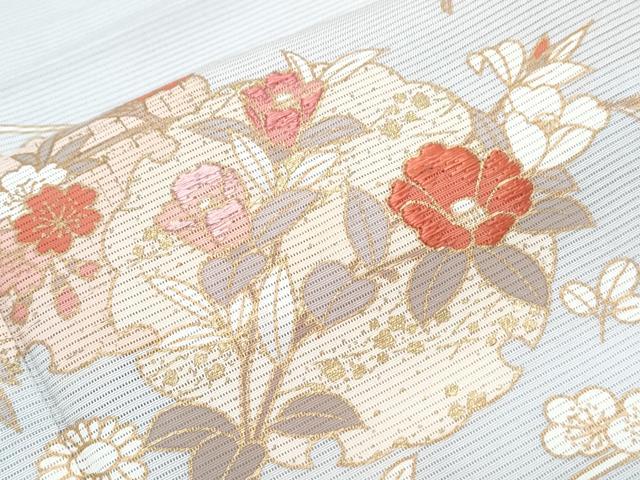 平和屋着物＊夏物　訪問着　刺繍　絽　雪輪花文　正絹　逸品　CABG8709th