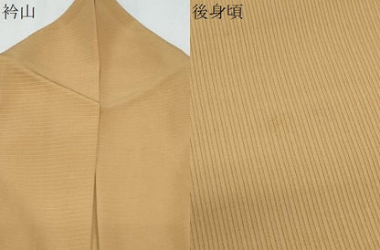 平和屋着物＊夏物　色無地　絽　黄橡色　正絹　逸品　CABG8710th