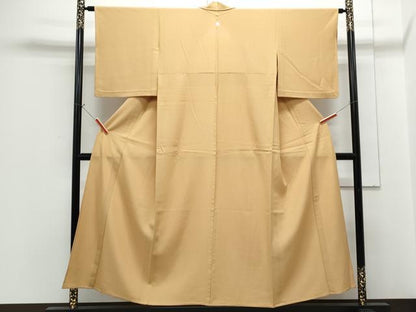 平和屋着物＊夏物　色無地　絽　黄橡色　正絹　逸品　CABG8710th