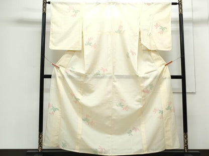 平和屋着物＊夏物　小紋　絽　草花文　正絹　逸品　CABG8712th