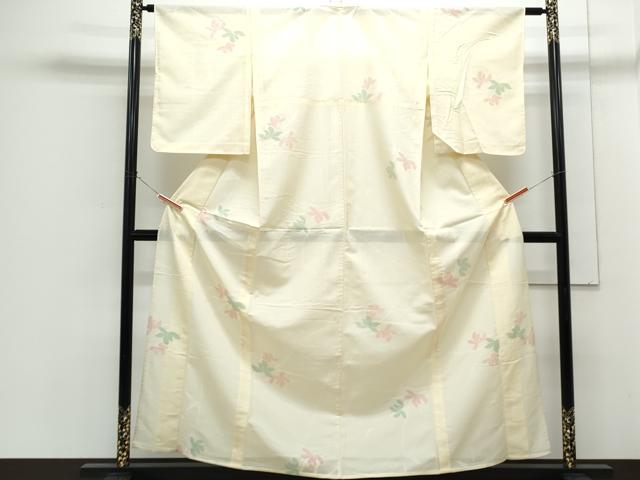 平和屋着物＊夏物　小紋　絽　草花文　正絹　逸品　CABG8712th