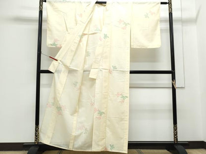 平和屋着物＊夏物　小紋　絽　草花文　正絹　逸品　CABG8712th