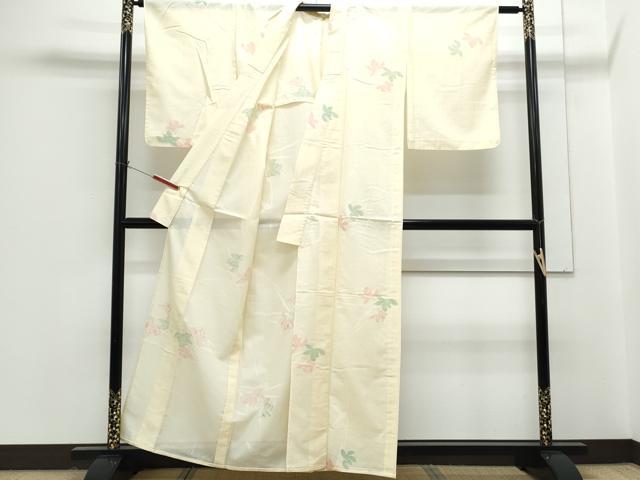 平和屋着物＊夏物　小紋　絽　草花文　正絹　逸品　CABG8712th