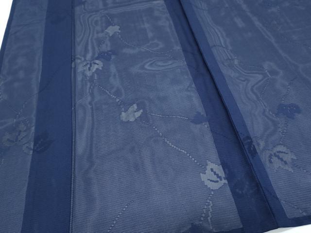 平和屋着物＊夏物　色無地　絽　蔦の葉紋紗　紺色　正絹　逸品　CABG8713th
