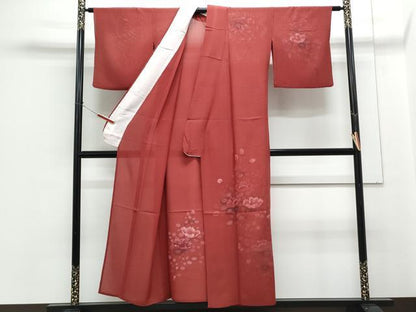 平和屋着物＊夏物　訪問着　絽　手描き　草花文　正絹　逸品　CABG8714th