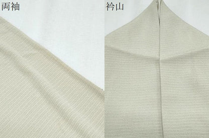 平和屋着物＊夏物　色無地　絽縮緬　白橡色　正絹　逸品　CABG8718th