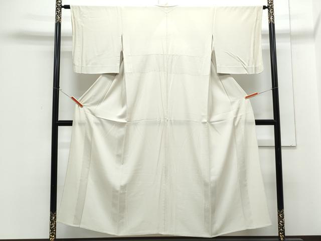 平和屋着物＊夏物　色無地　絽縮緬　白橡色　正絹　逸品　CABG8718th