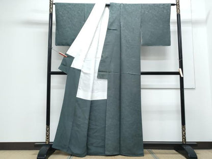 平和屋着物■上質な色無地　枝花地紋　革色　正絹　逸品　CABG8723th