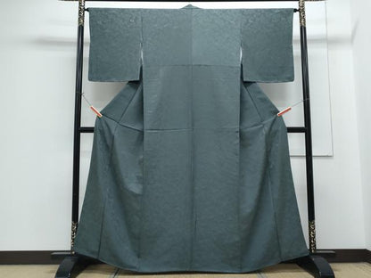 平和屋着物■上質な色無地　枝花地紋　革色　正絹　逸品　CABG8723th