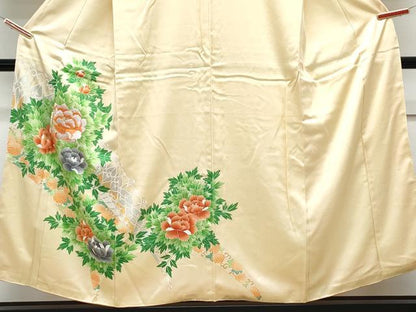 平和屋着物■訪問着　駒刺繍　草花文　金彩　正絹　逸品　CABG8724th