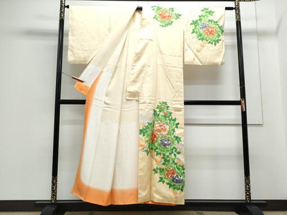 平和屋着物■訪問着　駒刺繍　草花文　金彩　正絹　逸品　CABG8724th
