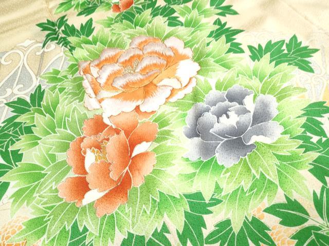 平和屋着物■訪問着　駒刺繍　草花文　金彩　正絹　逸品　CABG8724th