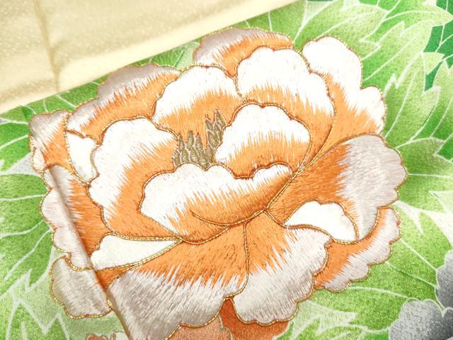 平和屋着物■訪問着　駒刺繍　草花文　金彩　正絹　逸品　CABG8724th