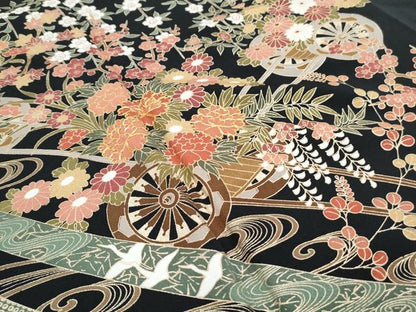 平和屋着物■豪華黒留袖　駒刺繍　花車文　金彩　正絹　逸品　CABG8727th