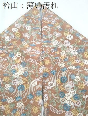 平和屋着物■小紋　型染め　草花文　洗える着物　CABG8730th