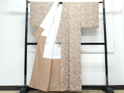平和屋着物■小紋　型染め　草花文　洗える着物　CABG8730th