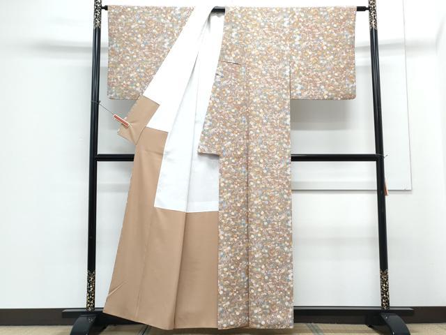 平和屋着物■小紋　型染め　草花文　洗える着物　CABG8730th