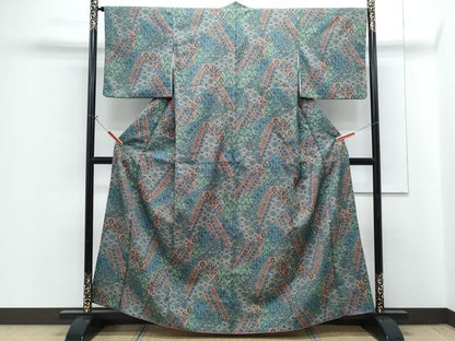 平和屋着物■小紋　更紗花唐草文　洗える着物　CABG8738th