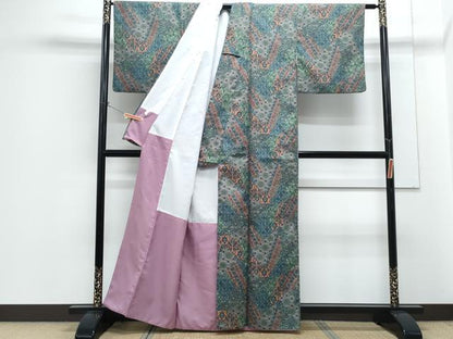 平和屋着物■小紋　更紗花唐草文　洗える着物　CABG8738th