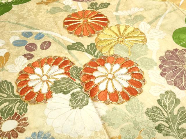 平和屋着物■豪華振袖　駒刺繍　草花文　金彩　正絹　逸品　CABG8743th
