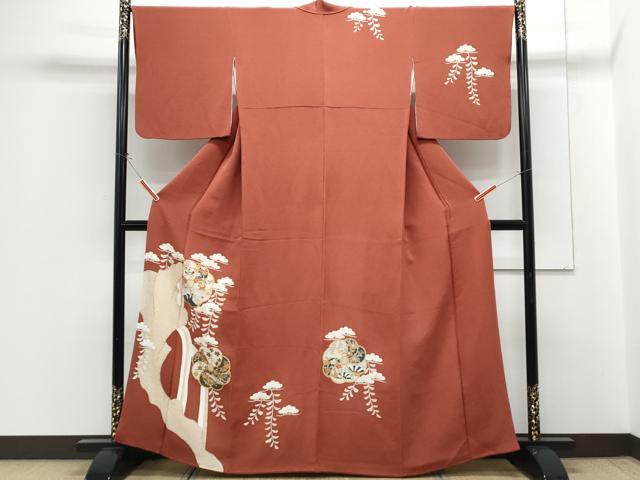 平和屋着物■訪問着　駒刺繍　宝尽くし花文　金彩　鬼しぼ縮緬　正絹　逸品　CABG8747th