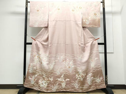 平和屋着物■訪問着　駒刺繍　草花文　暈し染め　金彩　正絹　逸品　CABG8751th