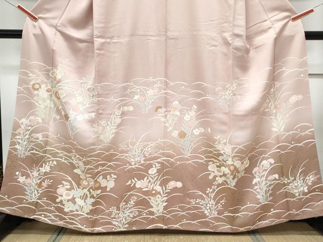 平和屋着物■訪問着　駒刺繍　草花文　暈し染め　金彩　正絹　逸品　CABG8751th