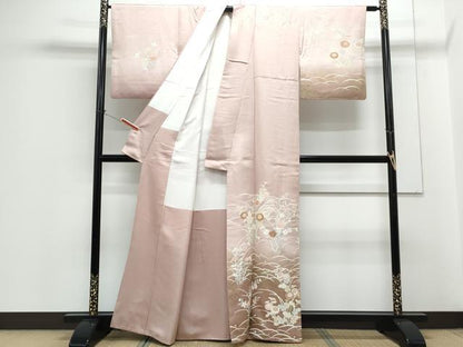 平和屋着物■訪問着　駒刺繍　草花文　暈し染め　金彩　正絹　逸品　CABG8751th