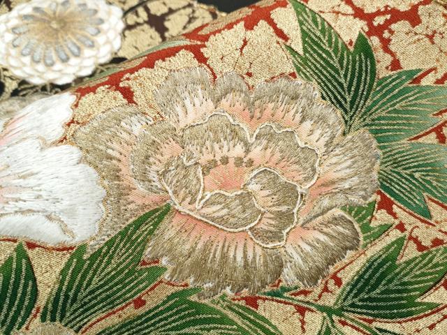 平和屋着物■豪華黒留袖　駒刺繍　地紙花文　金彩　正絹　逸品　CABG8762th