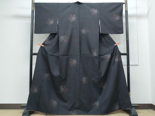 平和屋着物■上質な紬　80亀甲　舞葉文　飛び亀甲柄　正絹　逸品　CABG8765th