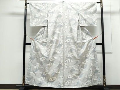 平和屋着物■上質な紬　扇面花文　正絹　逸品　CABG8773th