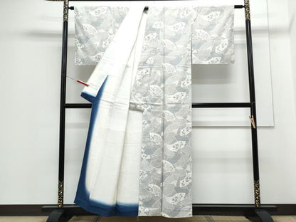 平和屋着物■上質な紬　扇面花文　正絹　逸品　CABG8773th
