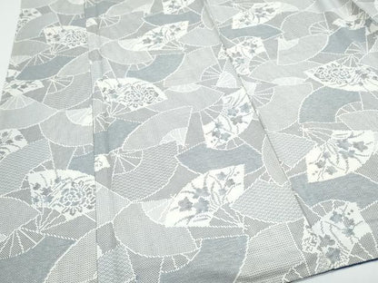 平和屋着物■上質な紬　扇面花文　正絹　逸品　CABG8773th