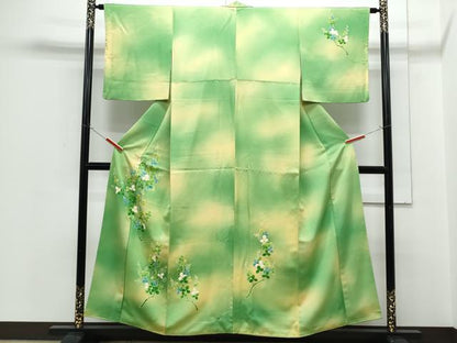 平和屋着物■訪問着　刺繍　草花文　暈し染め　正絹　逸品　CABG8776th