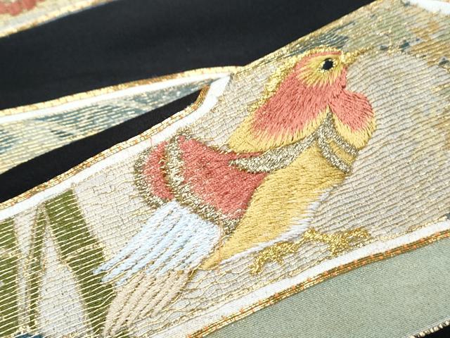 平和屋着物■豪華黒留袖 駒刺繍 エ霞尾長鳥花文 金彩 正絹 逸品 CABG8783th