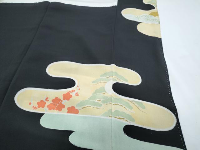 平和屋着物■豪華黒留袖 駒刺繍 エ霞尾長鳥花文 金彩 正絹 逸品 CABG8783th