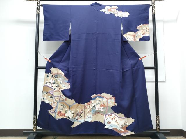 平和屋着物■訪問着 刺繍 屏風人物花文 金彩 正絹 逸品 CABG8794th