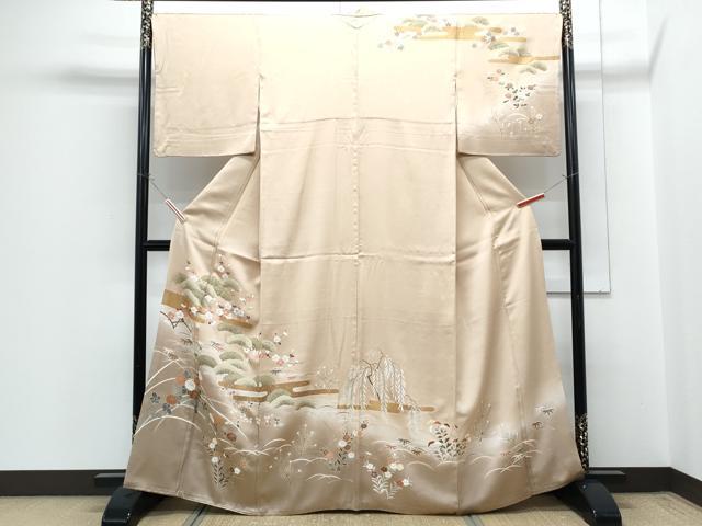 平和屋着物●訪問着　駒刺繍　松竹梅　暈し染め　金彩　正絹　逸品　CABG8796th