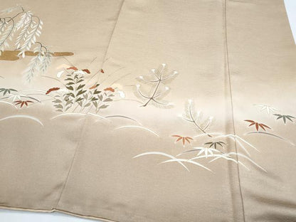 平和屋着物●訪問着　駒刺繍　松竹梅　暈し染め　金彩　正絹　逸品　CABG8796th