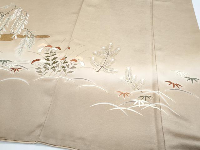 平和屋着物●訪問着　駒刺繍　松竹梅　暈し染め　金彩　正絹　逸品　CABG8796th