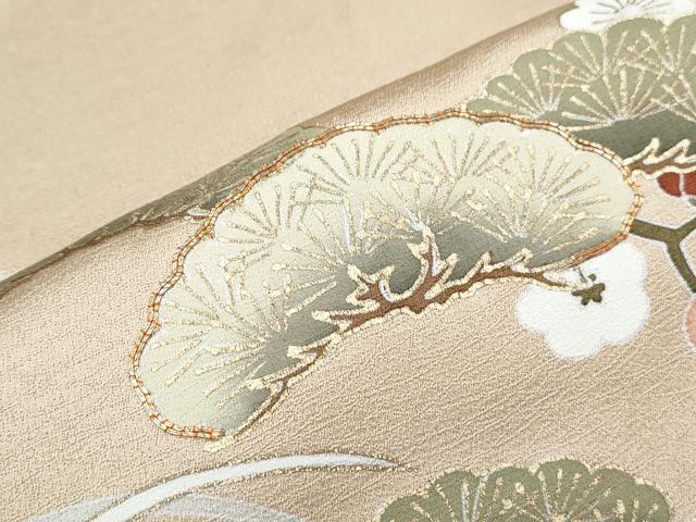 平和屋着物●訪問着　駒刺繍　松竹梅　暈し染め　金彩　正絹　逸品　CABG8796th