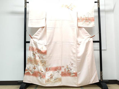 平和屋着物●十日町老舗ブランド　吉澤友禅　吾妻徳穂　訪問着　草花文　暈し染め　金彩　正絹　逸品　CABG8799th